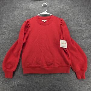 MOLLY YEH Sweatshirt Womens S Red Pullover Heavyweight Fleece Balloon Sleeve